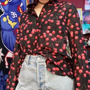 J. Crew Cherry Button Down Shirt SZ 2